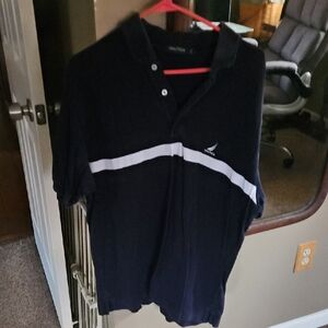 Nautica Dark Blue Polo with White Accent
